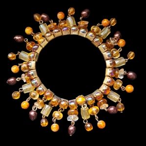 Bead & Rhinestone Boho Hippie Gypsy Stretch Bracelet Women's  Drop Dangle